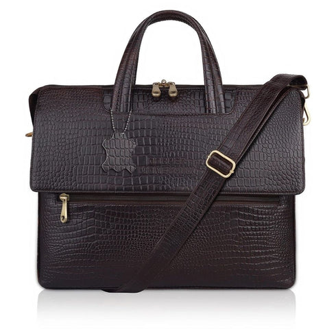 Vinay Flap Genuine Leather Slim Laptop Bag/ Office Bag Hive